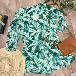 Kaari blue green tropical leaves romper
